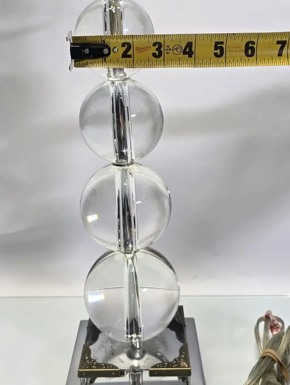Clear Crystal Glass Ball Table Lamp Stacked Orb Chrome Glam Modern 20